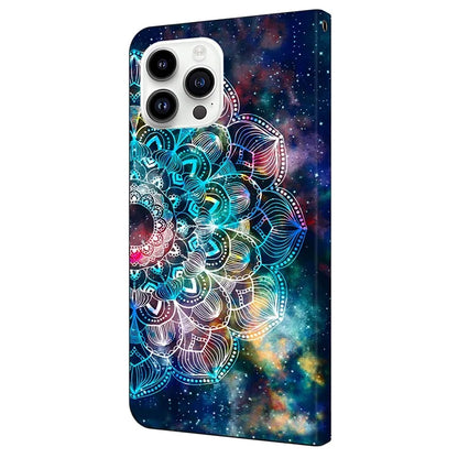 For iPhone 16 Pro Case Pattern Printed Protective Cover TPU+PU Leather Flip Phone Case