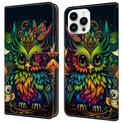 For iPhone 16 Pro Case Pattern Printed Protective Cover TPU+PU Leather Flip Phone Case