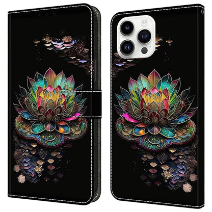 For iPhone 16 Pro Case Pattern Printed Protective Cover TPU+PU Leather Flip Phone Case