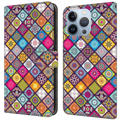 For iPhone 16 Pro Max Case Pattern Printed Protective Cover TPU+PU Leather Flip Phone Case