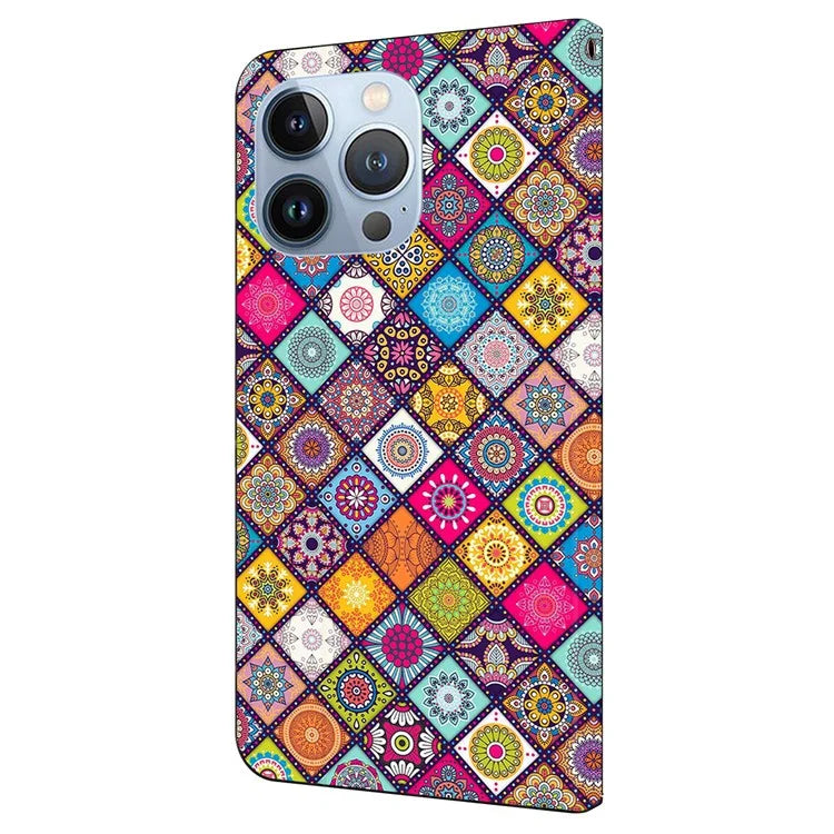 For iPhone 16 Pro Max Case Pattern Printed Protective Cover TPU+PU Leather Flip Phone Case