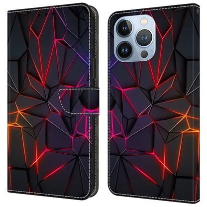 For iPhone 16 Pro Max Case Pattern Printed Protective Cover TPU+PU Leather Flip Phone Case