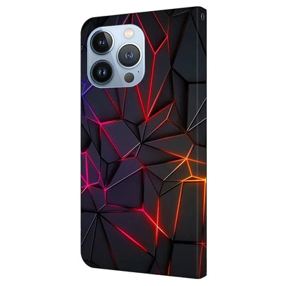 For iPhone 16 Pro Max Case Pattern Printed Protective Cover TPU+PU Leather Flip Phone Case