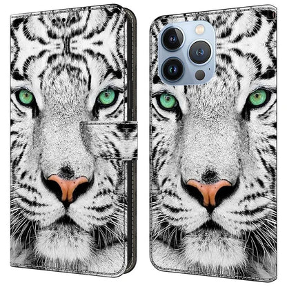 For iPhone 16 Pro Max Case Pattern Printed Protective Cover TPU+PU Leather Flip Phone Case