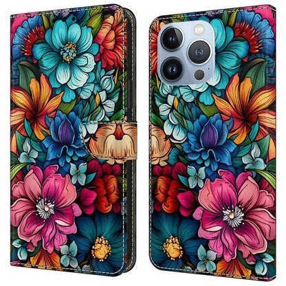 For iPhone 16 Pro Max Case Pattern Printed Protective Cover TPU+PU Leather Flip Phone Case