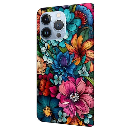 For iPhone 16 Pro Max Case Pattern Printed Protective Cover TPU+PU Leather Flip Phone Case