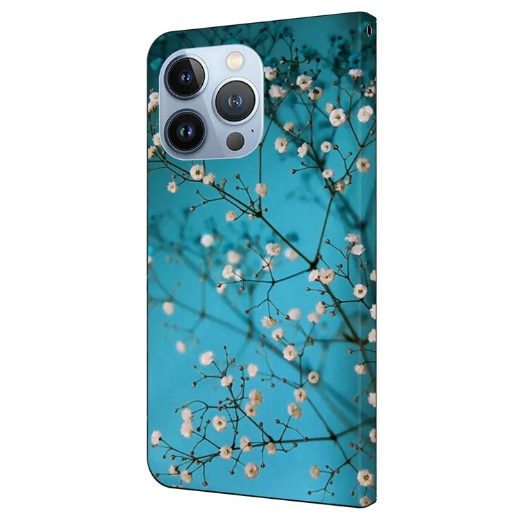For iPhone 16 Pro Max Case Pattern Printed Protective Cover TPU+PU Leather Flip Phone Case