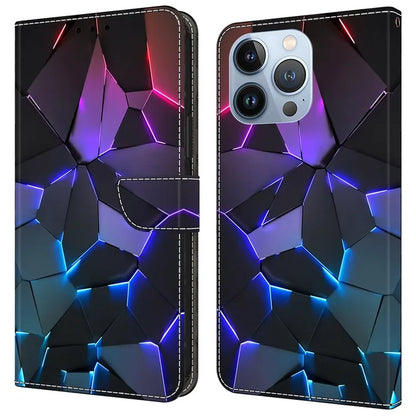 For iPhone 16 Pro Max Case Pattern Printed Protective Cover TPU+PU Leather Flip Phone Case