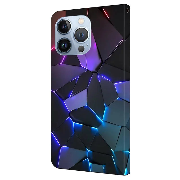 For iPhone 16 Pro Max Case Pattern Printed Protective Cover TPU+PU Leather Flip Phone Case