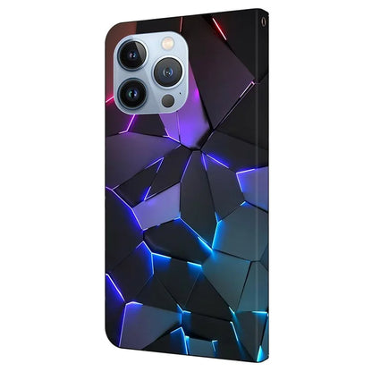 For iPhone 16 Pro Max Case Pattern Printed Protective Cover TPU+PU Leather Flip Phone Case