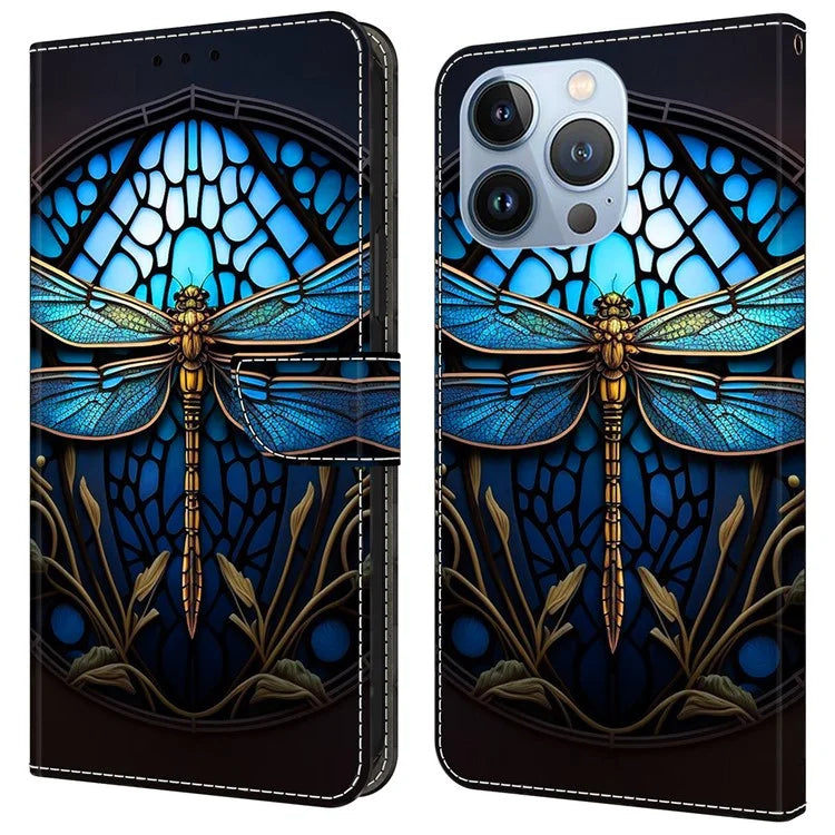 For iPhone 16 Pro Max Case Pattern Printed Protective Cover TPU+PU Leather Flip Phone Case