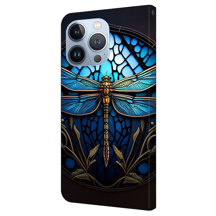 For iPhone 16 Pro Max Case Pattern Printed Protective Cover TPU+PU Leather Flip Phone Case