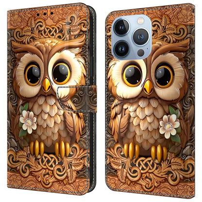 For iPhone 16 Pro Max Case Pattern Printed Protective Cover TPU+PU Leather Flip Phone Case
