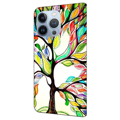 For iPhone 16 Pro Max Case Pattern Printed Protective Cover TPU+PU Leather Flip Phone Case