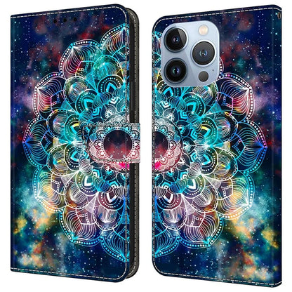 For iPhone 16 Pro Max Case Pattern Printed Protective Cover TPU+PU Leather Flip Phone Case