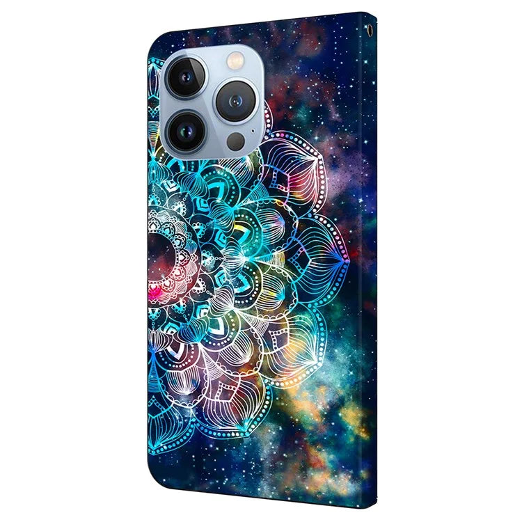 For iPhone 16 Pro Max Case Pattern Printed Protective Cover TPU+PU Leather Flip Phone Case