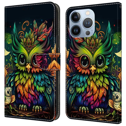 For iPhone 16 Pro Max Case Pattern Printed Protective Cover TPU+PU Leather Flip Phone Case