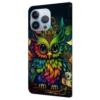 For iPhone 16 Pro Max Case Pattern Printed Protective Cover TPU+PU Leather Flip Phone Case