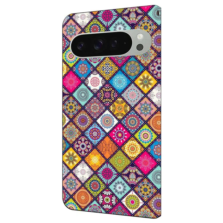 For Google Pixel 9 / Google Pixel 9 Pro Case Pattern Printed Protective Cover TPU+PU Leather Flip Phone Case