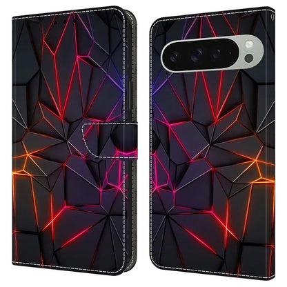 For Google Pixel 9 / Google Pixel 9 Pro Case Pattern Printed Protective Cover TPU+PU Leather Flip Phone Case