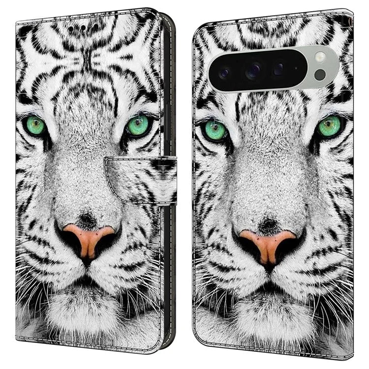 For Google Pixel 9 / Google Pixel 9 Pro Case Pattern Printed Protective Cover TPU+PU Leather Flip Phone Case