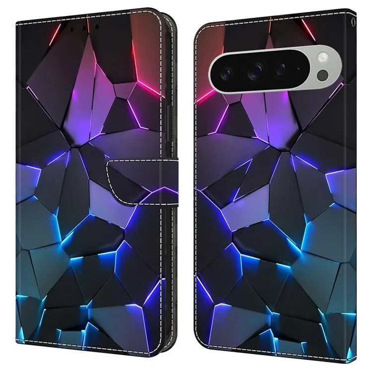 For Google Pixel 9 / Google Pixel 9 Pro Case Pattern Printed Protective Cover TPU+PU Leather Flip Phone Case
