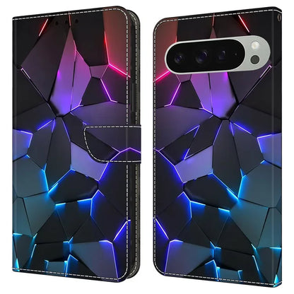 For Google Pixel 9 / Google Pixel 9 Pro Case Pattern Printed Protective Cover TPU+PU Leather Flip Phone Case