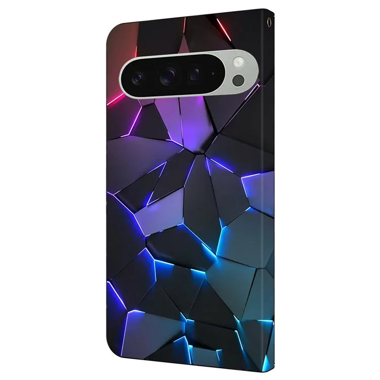 For Google Pixel 9 / Google Pixel 9 Pro Case Pattern Printed Protective Cover TPU+PU Leather Flip Phone Case