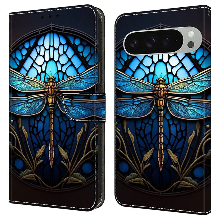 For Google Pixel 9 / Google Pixel 9 Pro Case Pattern Printed Protective Cover TPU+PU Leather Flip Phone Case