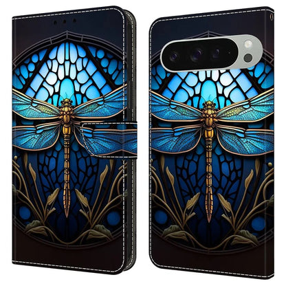 For Google Pixel 9 / Google Pixel 9 Pro Case Pattern Printed Protective Cover TPU+PU Leather Flip Phone Case