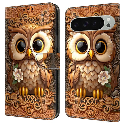 For Google Pixel 9 / Google Pixel 9 Pro Case Pattern Printed Protective Cover TPU+PU Leather Flip Phone Case