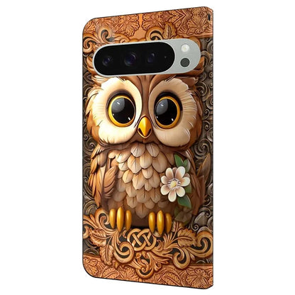 For Google Pixel 9 / Google Pixel 9 Pro Case Pattern Printed Protective Cover TPU+PU Leather Flip Phone Case