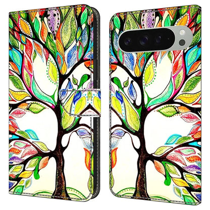 For Google Pixel 9 / Google Pixel 9 Pro Case Pattern Printed Protective Cover TPU+PU Leather Flip Phone Case