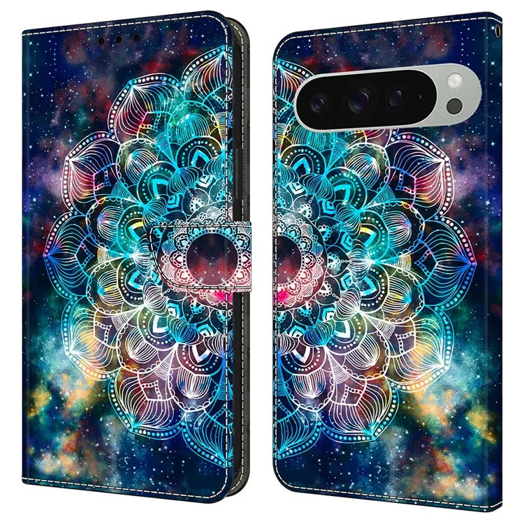 For Google Pixel 9 / Google Pixel 9 Pro Case Pattern Printed Protective Cover TPU+PU Leather Flip Phone Case