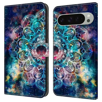 For Google Pixel 9 / Google Pixel 9 Pro Case Pattern Printed Protective Cover TPU+PU Leather Flip Phone Case