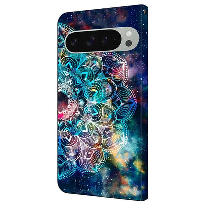 For Google Pixel 9 / Google Pixel 9 Pro Case Pattern Printed Protective Cover TPU+PU Leather Flip Phone Case