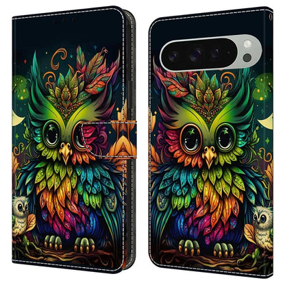 For Google Pixel 9 / Google Pixel 9 Pro Case Pattern Printed Protective Cover TPU+PU Leather Flip Phone Case