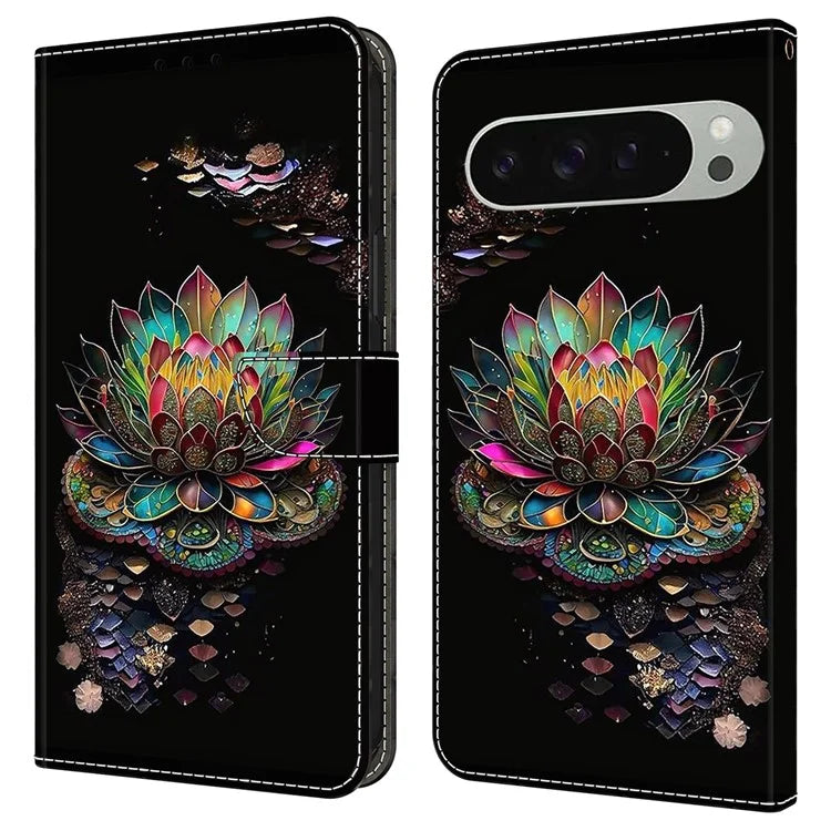 For Google Pixel 9 / Google Pixel 9 Pro Case Pattern Printed Protective Cover TPU+PU Leather Flip Phone Case