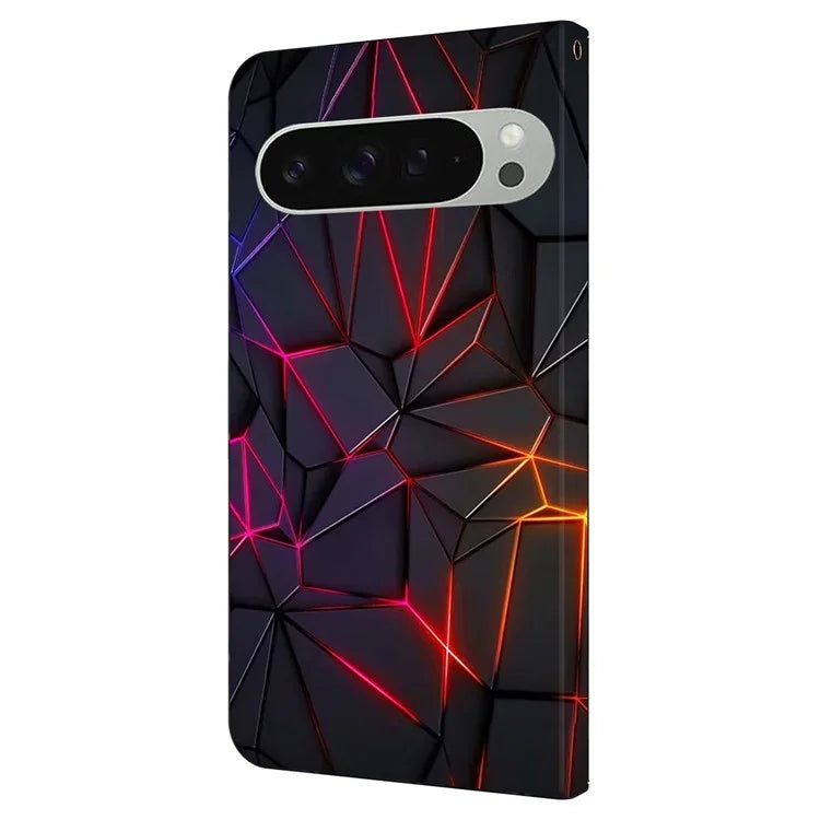 For Google Pixel 9 Pro XL Case Pattern Printed Protective Cover TPU+PU Leather Flip Phone Case