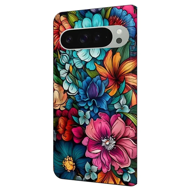 For Google Pixel 9 Pro XL Case Pattern Printed Protective Cover TPU+PU Leather Flip Phone Case