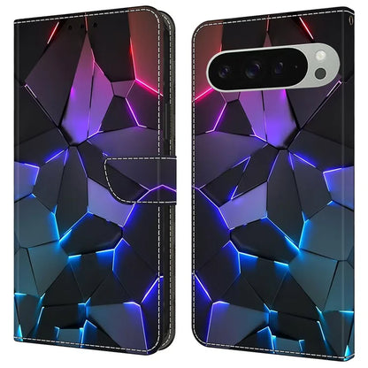 For Google Pixel 9 Pro XL Case Pattern Printed Protective Cover TPU+PU Leather Flip Phone Case