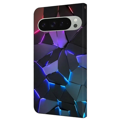 For Google Pixel 9 Pro XL Case Pattern Printed Protective Cover TPU+PU Leather Flip Phone Case