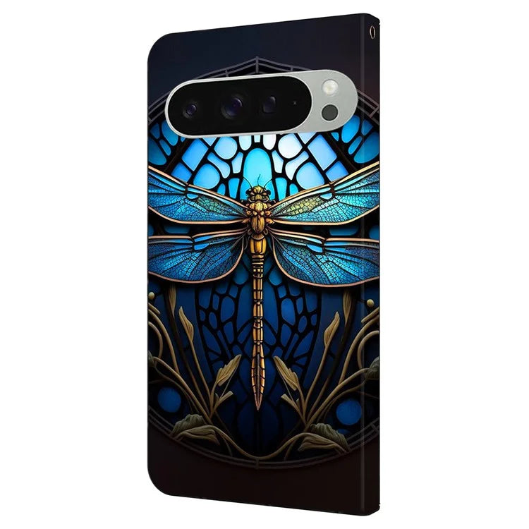 For Google Pixel 9 Pro XL Case Pattern Printed Protective Cover TPU+PU Leather Flip Phone Case