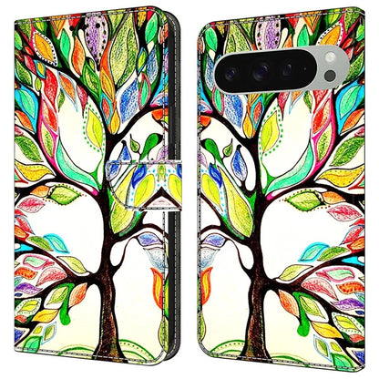 For Google Pixel 9 Pro XL Case Pattern Printed Protective Cover TPU+PU Leather Flip Phone Case