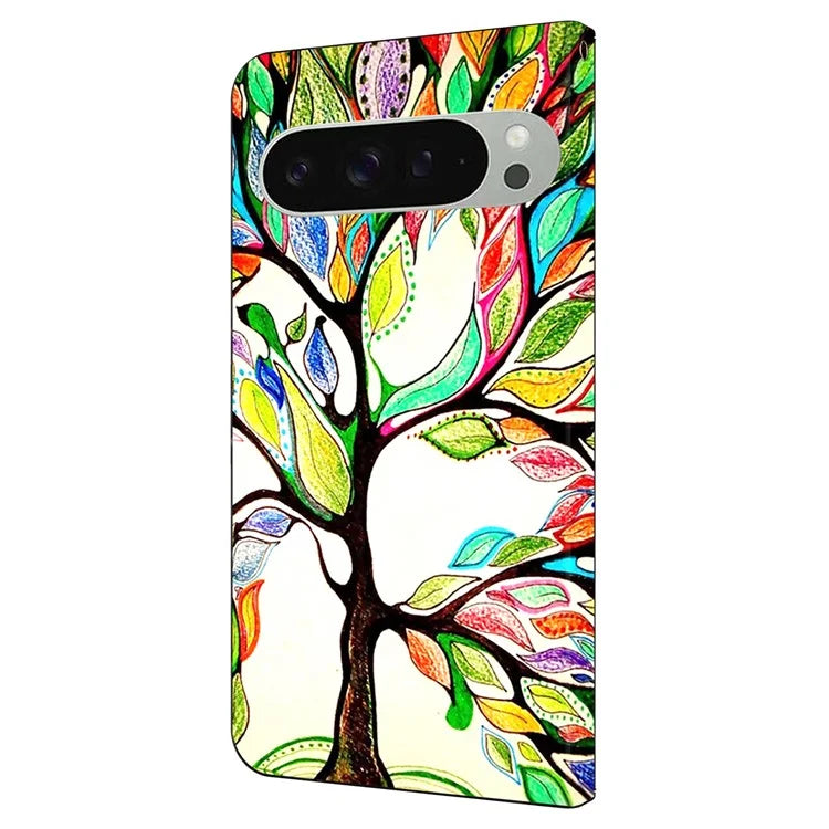 For Google Pixel 9 Pro XL Case Pattern Printed Protective Cover TPU+PU Leather Flip Phone Case