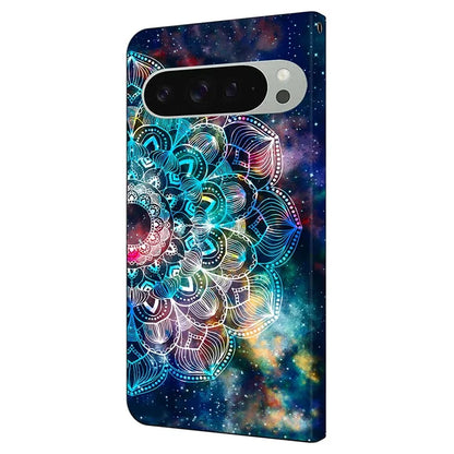 For Google Pixel 9 Pro XL Case Pattern Printed Protective Cover TPU+PU Leather Flip Phone Case