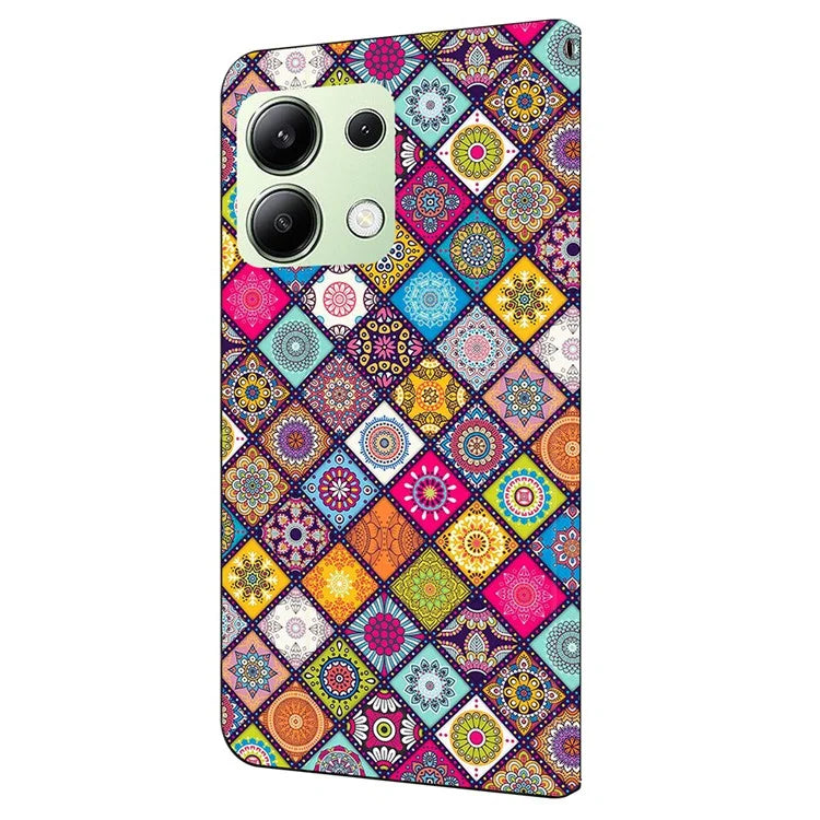 For Xiaomi Redmi Note 13 4G Case Pattern Printed Protective Cover TPU+PU Leather Flip Phone Case