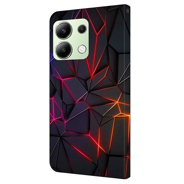 For Xiaomi Redmi Note 13 4G Case Pattern Printed Protective Cover TPU+PU Leather Flip Phone Case