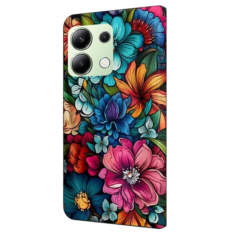 For Xiaomi Redmi Note 13 4G Case Pattern Printed Protective Cover TPU+PU Leather Flip Phone Case