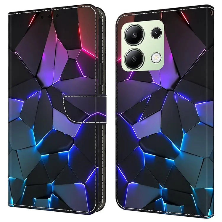 For Xiaomi Redmi Note 13 4G Case Pattern Printed Protective Cover TPU+PU Leather Flip Phone Case